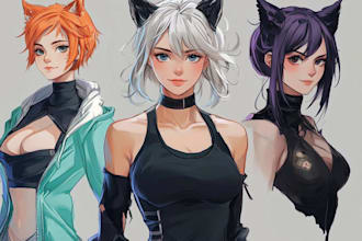 draw detailed anime character with emotion and clean finish