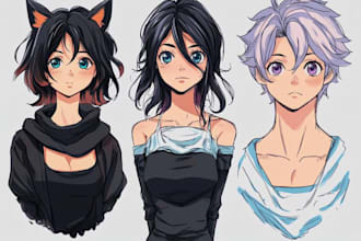 design soft detailed anime character illustration