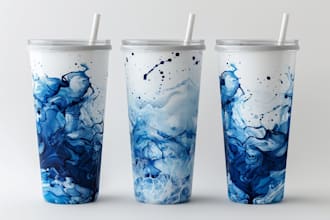 design awesome sublimation wrap designs for tumblers with 2d, 3d illustration
