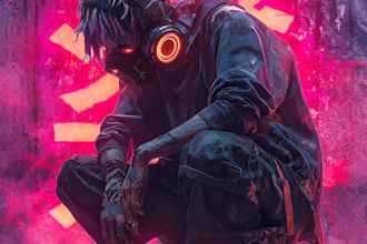 design cyberpunk illustration anime for poster music cover