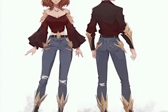 create original anime character sheet or reference for