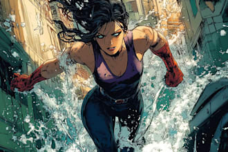 create an epic comic or novel cover that tells your story visually