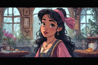 make a disney cartoon portrait and portrait art for you