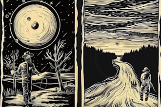 draw vintage xylografi woodcut and conspiracy concept
