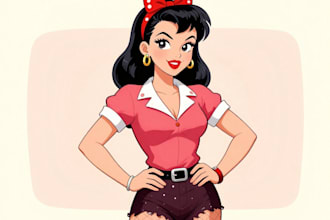 pin up girl and pin up girl illustration