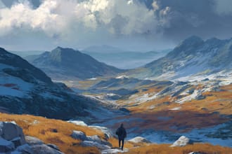 draw cinematic environment and landscape art