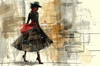 draw a fashion or editorial illustration, sketch, commercial concept