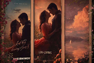 create bold modern romantic book cover