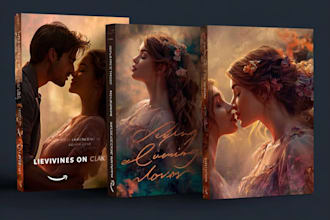 create dark romantic book cover with intense