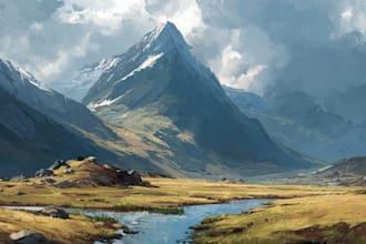 draw environment art with high detail