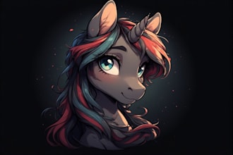 draw cute pony character illustration for you