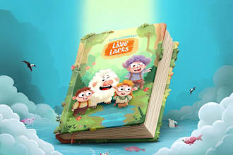 create educational children book cover with fun learning