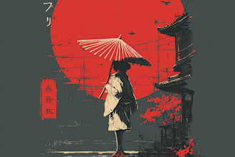 design a japanese t shirt illustration