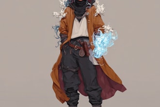 create anime illustration with dynamic pose and detail