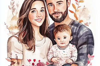 make watercolor family portrait