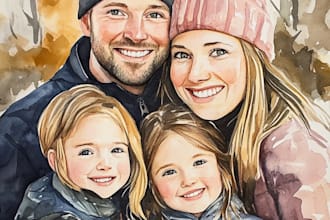 create a watercolor family portrait