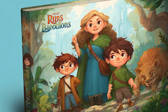 design a unique illustrated childrens book cover