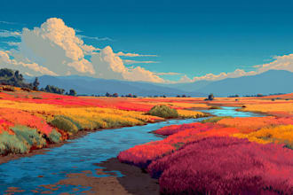 draw a flat vector landscape illustration