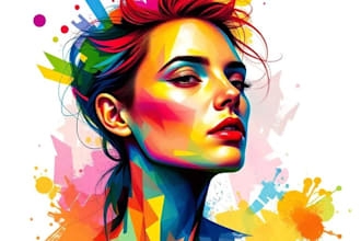 make awesome color abstract portrait for you