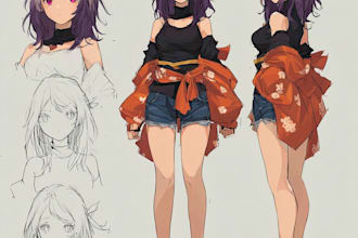 create complete anime character sheet