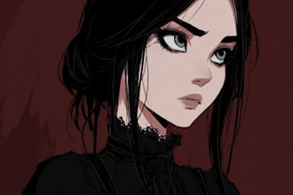 draw gothic character illustration, fan art, your oc, sfw