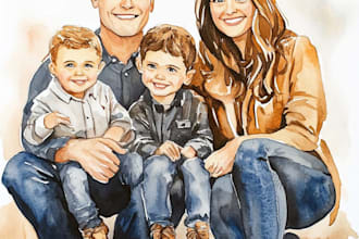 amazing family portrait watercolor portrait
