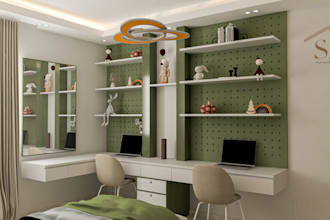 design a creative kids bedroom interior with realistic 3d render