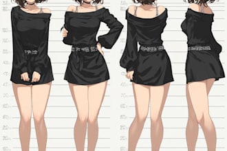 draw detailed anime character sheet