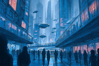 draw futuristic neon cityscape concept art