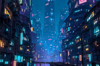 draw illustration of futuristic cyberpunk city