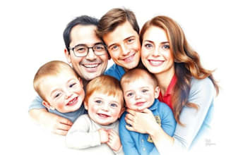 custom watercolor family portrait from photo