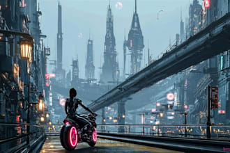making a cyberpunk city design for you