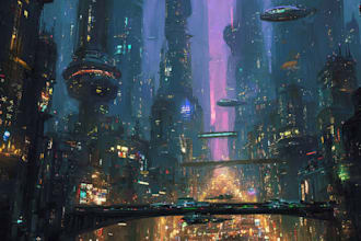 create a cyberpunk futuristic city