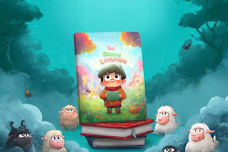 create cartoon storybook cover with colorful characters