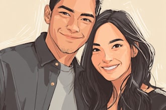 illustrate a fabulous couple portrait illustration