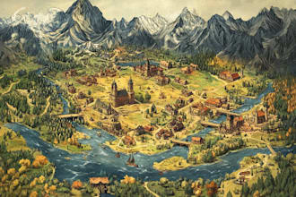 make a fantasy map for  fantasy  novels board game