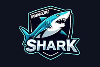 design outstanding shark gaming mascot logo with unlimited revision