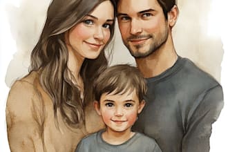 custom watercolor family portrait