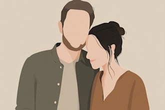 make a printable minimalist portrait for couples, family