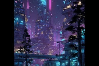 create a cyberpunk futuristic city art
