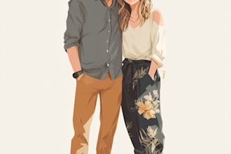 couple portrait wedding portrait illustration