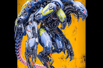 design robots and concept art of futuristic mecha