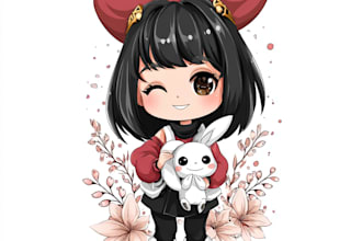 design custom logo with cute anime mascot, chibi anime