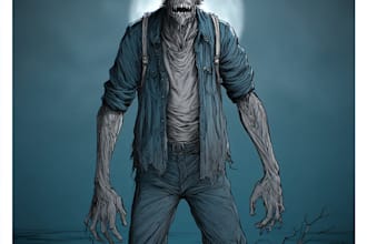 design disturbing horror villain character with evil atmosphere