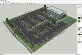 convert 2d site plan to 3d and design parking lot site planning in sketchup bim