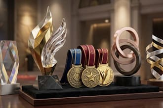 design a stunning 3d trophies, medals, and award renderings