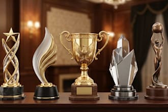 create custom 3d trophy and award models with realistic renders