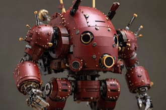 do anime style mecha robot illustrations
