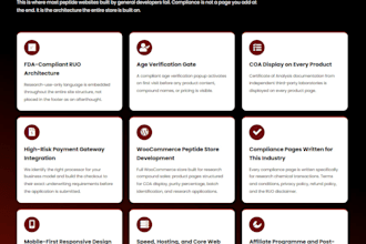 build fda compliant peptide website, research peptide store, supplement website