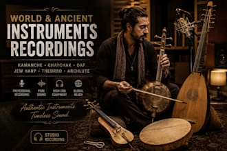 record kamanche ghaychak daf jew harp theorbo, archlute